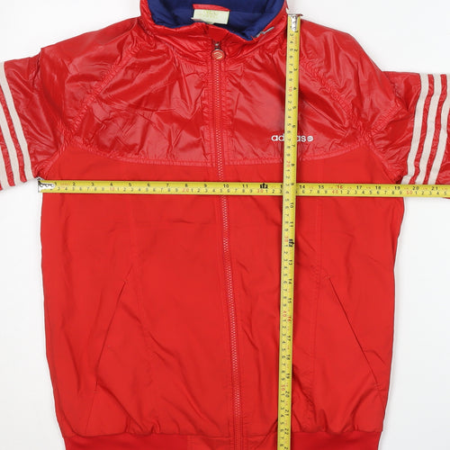 Adidas Men's Red M Track Jacket Full Zip Lightweight Sports