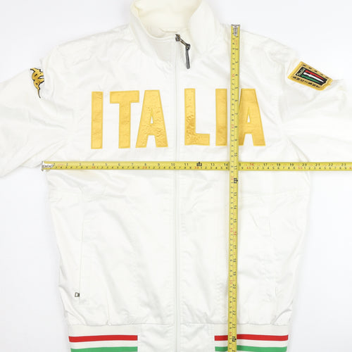 Kappa Men's White Italia Track Jacket S Regular Fit Full Zip Lightweight
