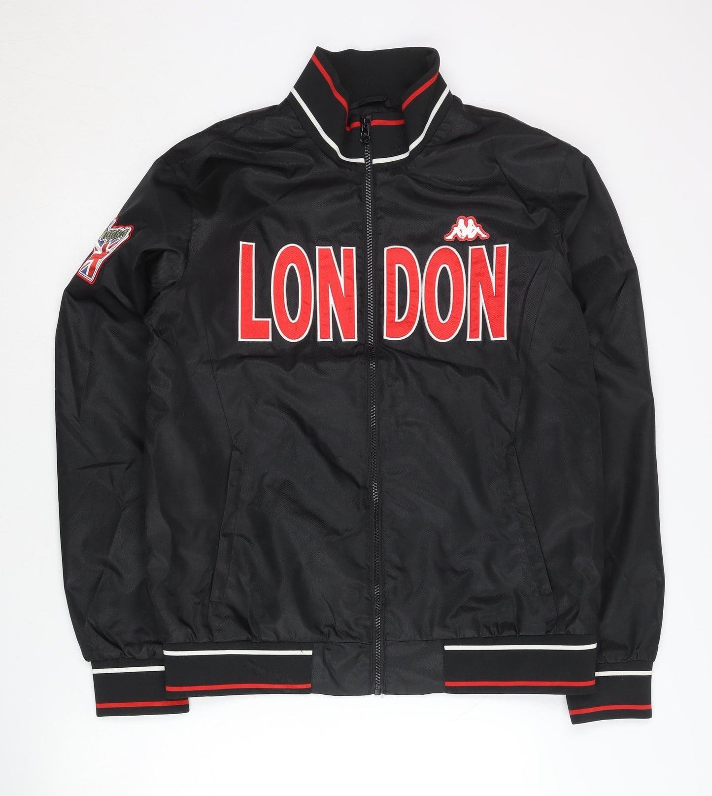 Kappa Men's Black L London Track Jacket Full Zip Stand-Up Collar