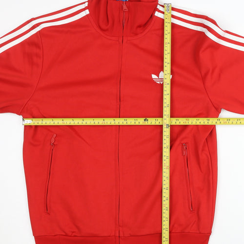 Adidas Men’s Red Full Zip Track Jacket L Sportswear Polyester