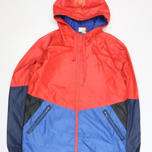 Adidas Neo Men's Red Colourblock L Windbreaker Jacket with Hood