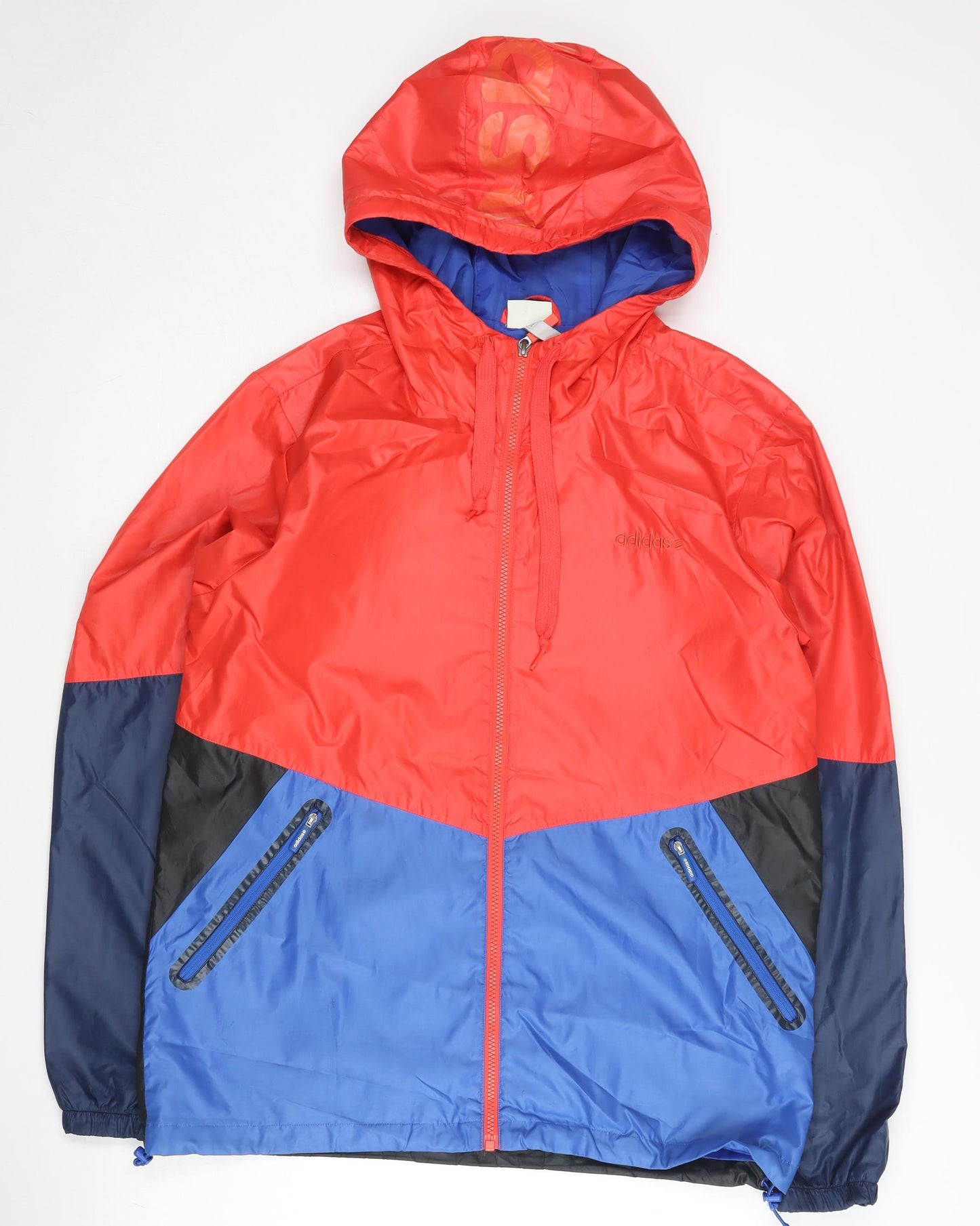 Adidas Neo Men's Red Colourblock L Windbreaker Jacket with Hood