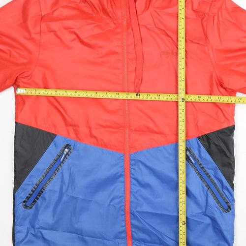 Adidas Neo Men's Red Colourblock L Windbreaker Jacket with Hood