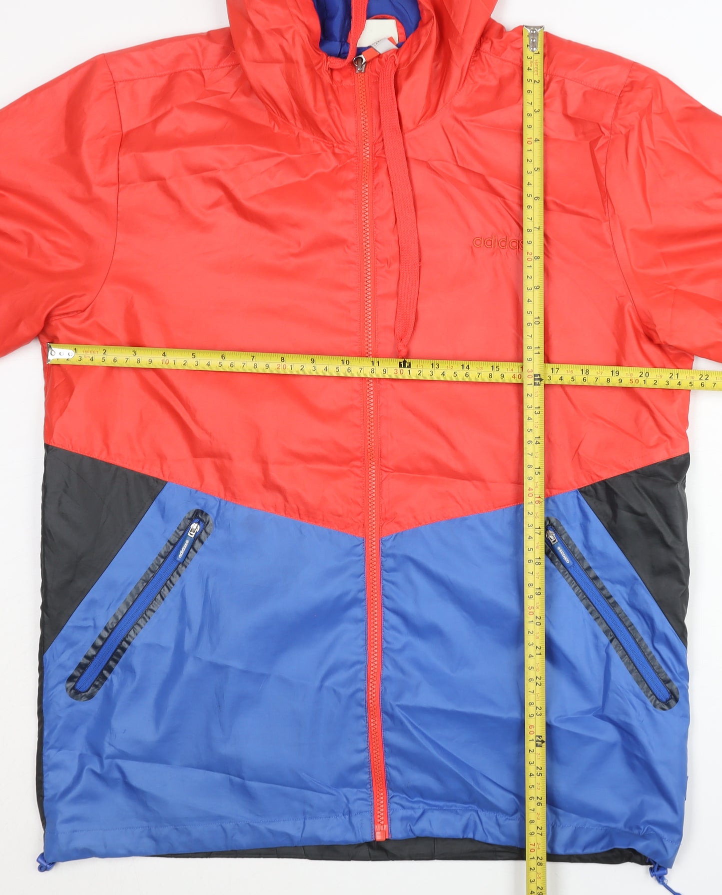 Adidas Neo Men's Red Colourblock L Windbreaker Jacket with Hood