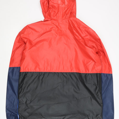 Adidas Neo Men's Red Colourblock L Windbreaker Jacket with Hood