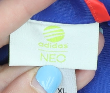 Adidas Neo Men's Red Colourblock L Windbreaker Jacket with Hood