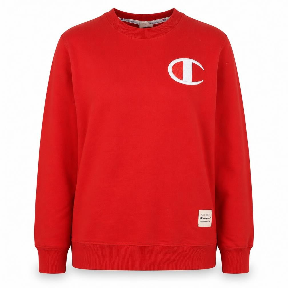 Champion Women’s Red Cotton Pullover Sweatshirt L Logo Sportswear