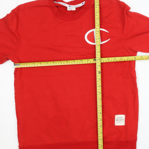 Champion Women’s Red Cotton Pullover Sweatshirt L Logo Sportswear