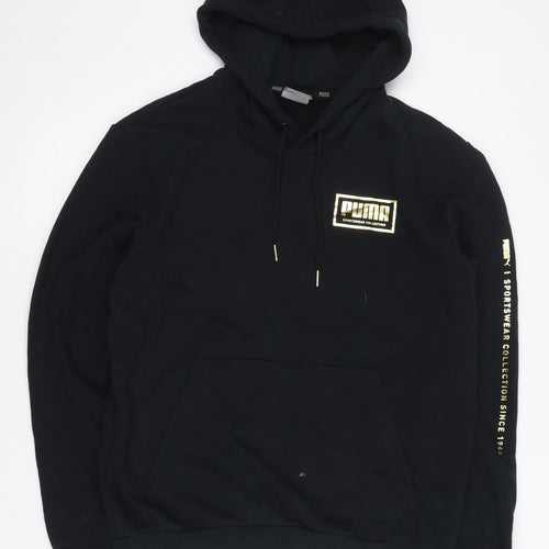 Puma Men's Black Pullover Hoodie S Fleece Sportswear Logo