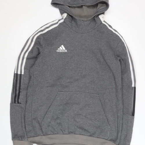 Adidas Men's Grey Pullover Hoodie M Regular Fit Sports Jersey