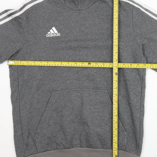 Adidas Men's Grey Pullover Hoodie M Regular Fit Sports Jersey