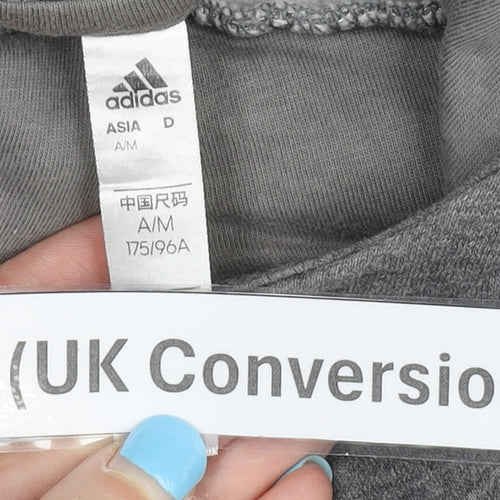 Adidas Men's Grey Pullover Hoodie M Regular Fit Sports Jersey