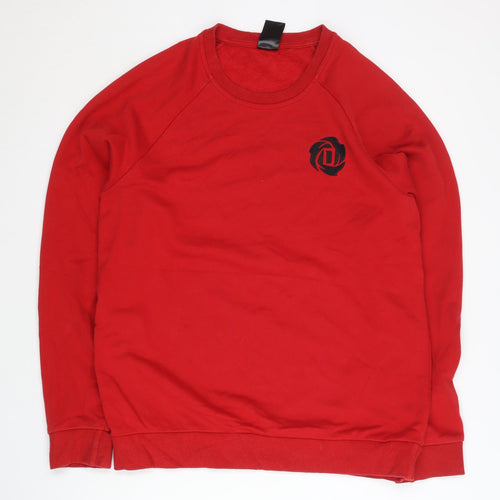 Adidas Men’s Red Pullover Sweatshirt L Logo Jersey Cotton Blend