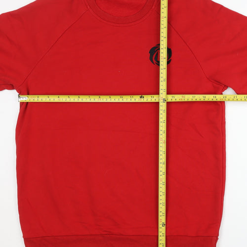 Adidas Men’s Red Pullover Sweatshirt L Logo Jersey Cotton Blend