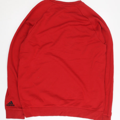 Adidas Men’s Red Pullover Sweatshirt L Logo Jersey Cotton Blend