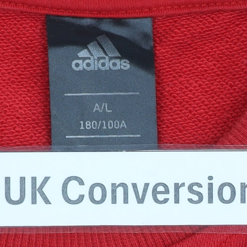 Adidas Men’s Red Pullover Sweatshirt L Logo Jersey Cotton Blend