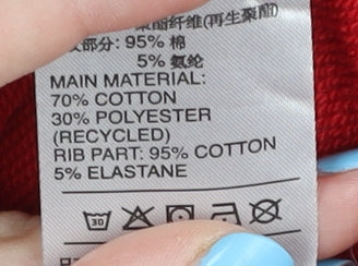 Adidas Men’s Red Pullover Sweatshirt L Logo Jersey Cotton Blend