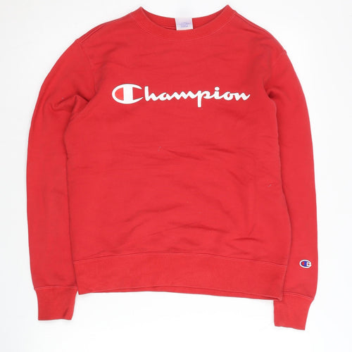Champion Women's Red Small Pullover Sweatshirt Logo Print Cotton