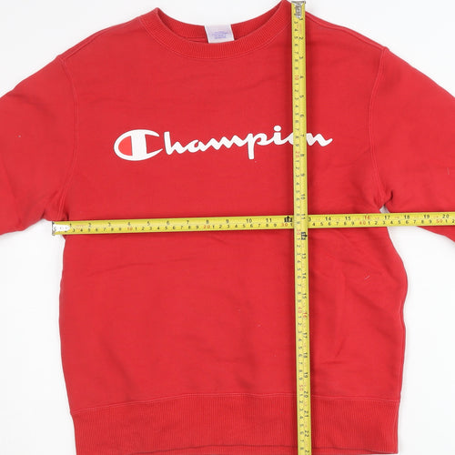 Champion Women's Red Small Pullover Sweatshirt Logo Print Cotton
