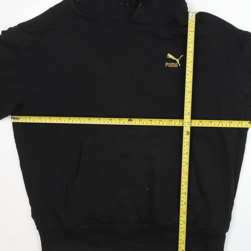 Puma Men's Black M Pullover Hoodie Gold Logo Graphic Sportswear