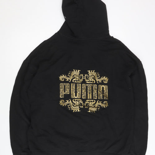 Puma Men's Black M Pullover Hoodie Gold Logo Graphic Sportswear