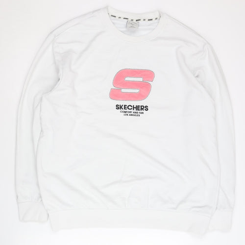 Skechers Men’s White L Pullover Sweatshirt Graphic Logo Jersey