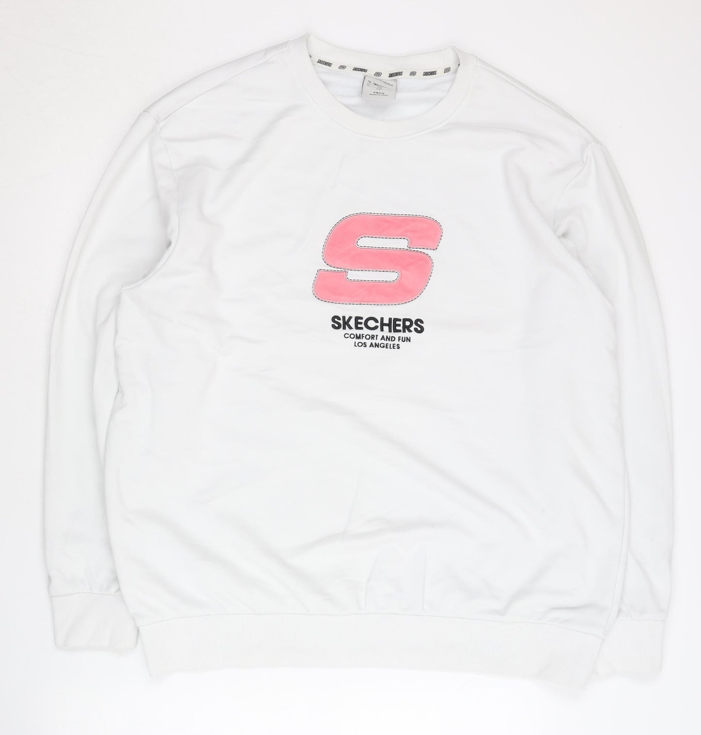 Skechers Men’s White L Pullover Sweatshirt Graphic Logo Jersey