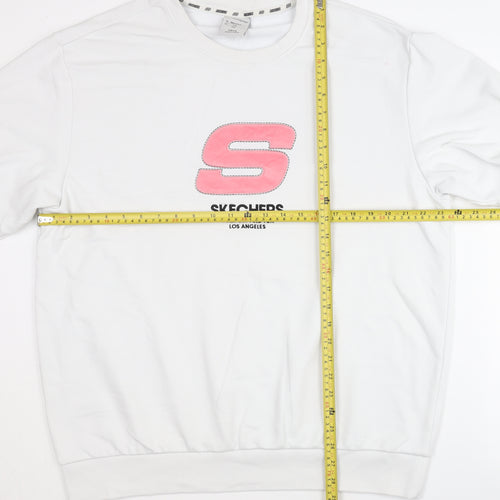 Skechers Men’s White L Pullover Sweatshirt Graphic Logo Jersey