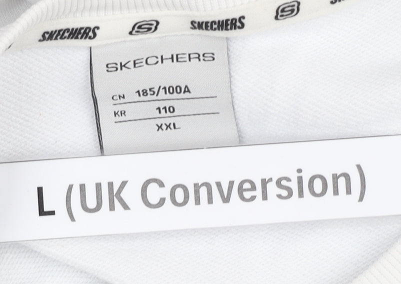 Skechers Men’s White L Pullover Sweatshirt Graphic Logo Jersey