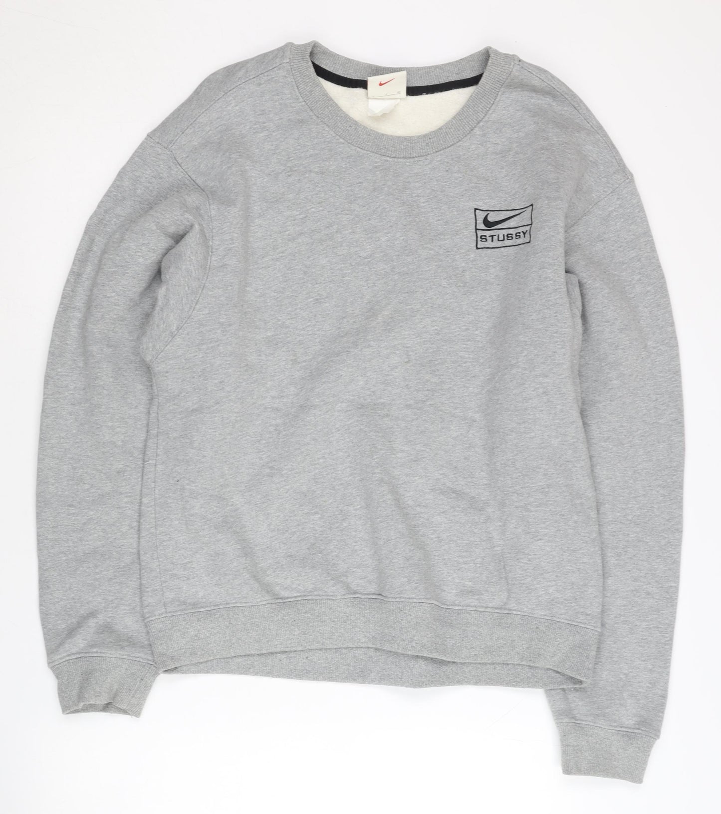 Nike Men’s Grey Crew Neck Pullover Sweatshirt S Logo Excellent