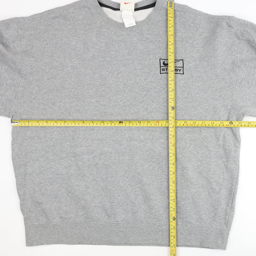 Nike Men’s Grey XL Pullover Sweatshirt Stussy Logo Crew Neck