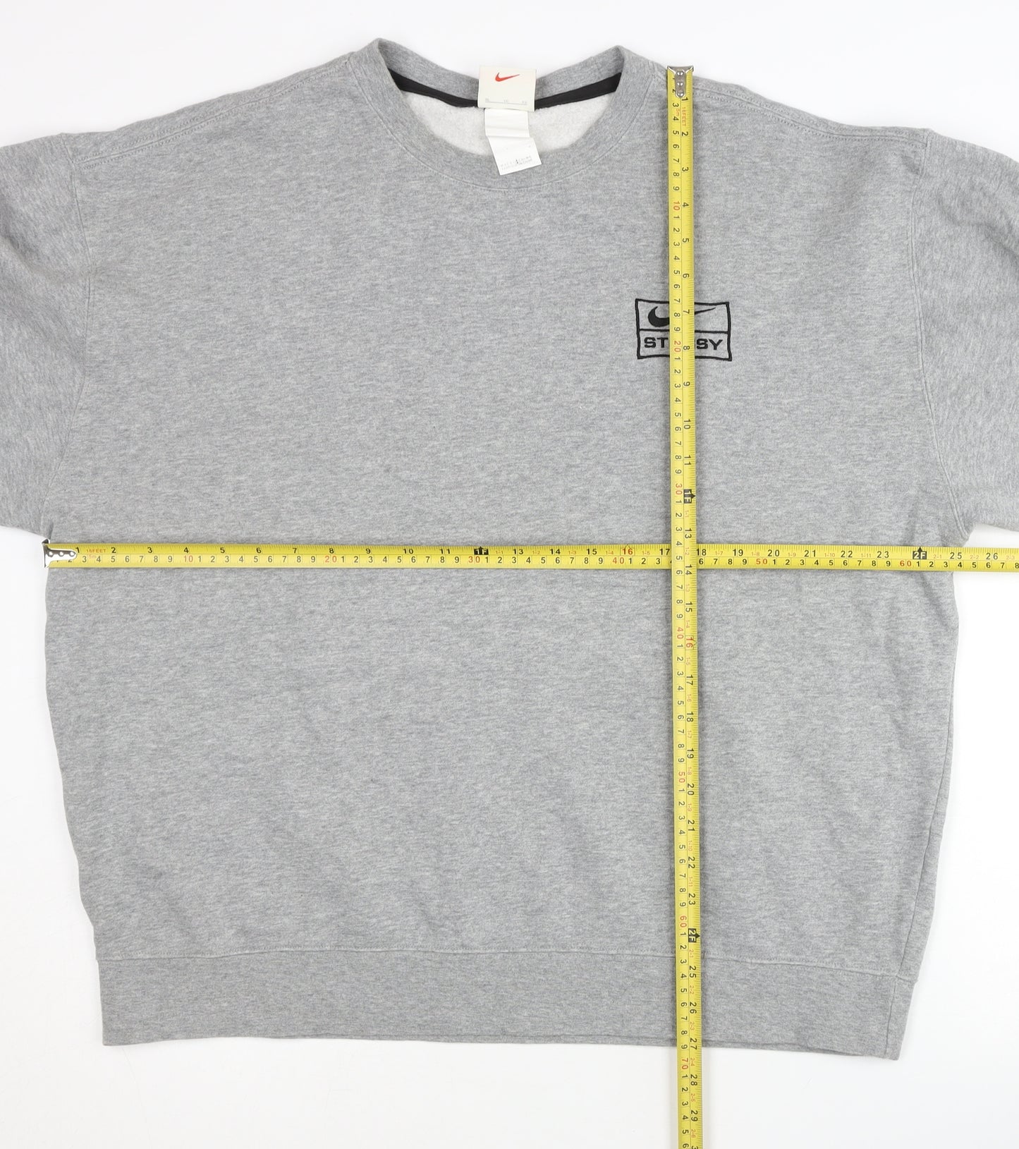 Nike Men’s Grey XL Pullover Sweatshirt Stussy Logo Crew Neck