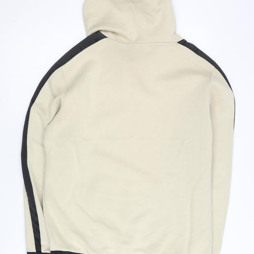 Puma Men’s Beige Pullover Hoodie Small Logo Sports Kangaroo Pocket