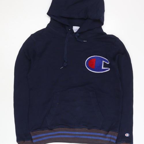 Champion Men’s Blue Pullover Hoodie Small Logo Fleece Sportswear