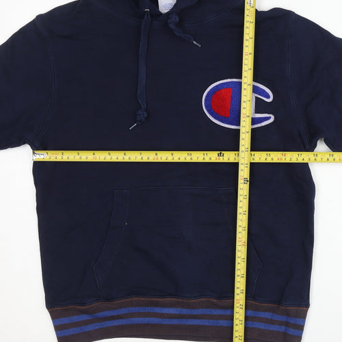 Champion Men’s Blue Pullover Hoodie Small Logo Fleece Sportswear