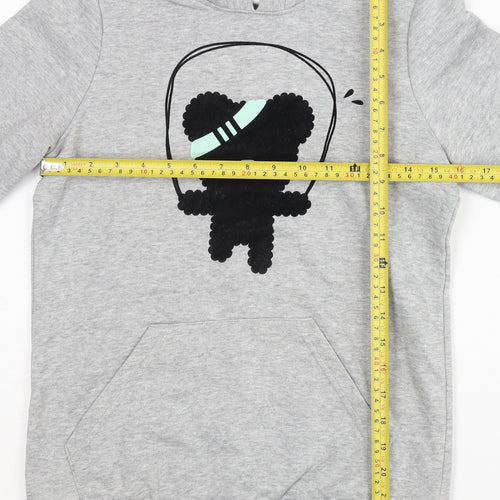 Adidas Womens Grey XS Pullover Hoodie Graphic Print Sportswear