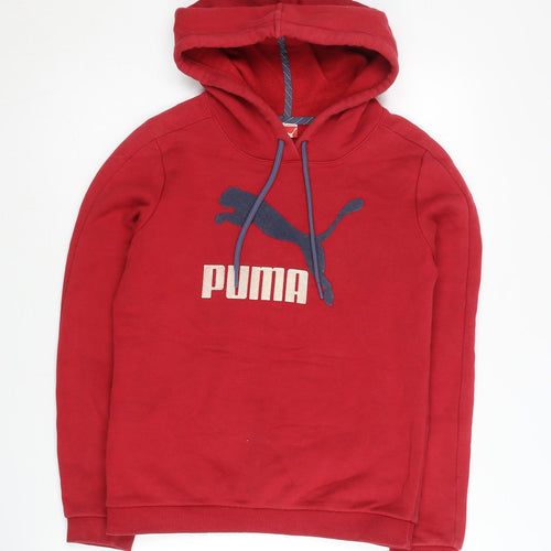 Puma Men's Red Pullover Hoodie Fleece Medium Hooded Logo Autumn Winter