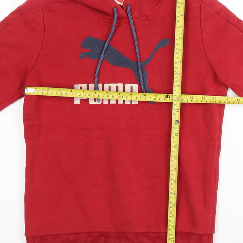 Puma Men's Red Pullover Hoodie Fleece Medium Hooded Logo Autumn Winter