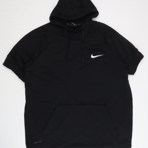 Nike Men's Black Dri-FIT Pullover Hoodie 2XL Short Sleeve Sportswear
