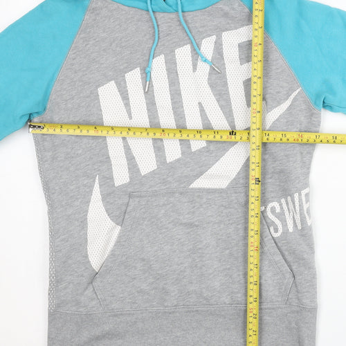 Nike Women’s Grey & Turquoise Pullover Hoodie M Raglan Sleeves