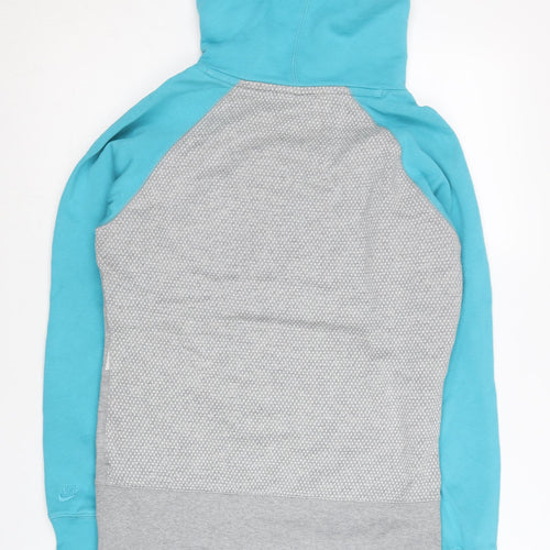 Nike Women’s Grey & Turquoise Pullover Hoodie M Raglan Sleeves