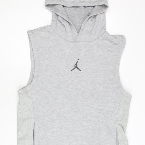 Jordan Mens Grey Sleeveless Hoodie Vest Size S Sports Gym Lightweight