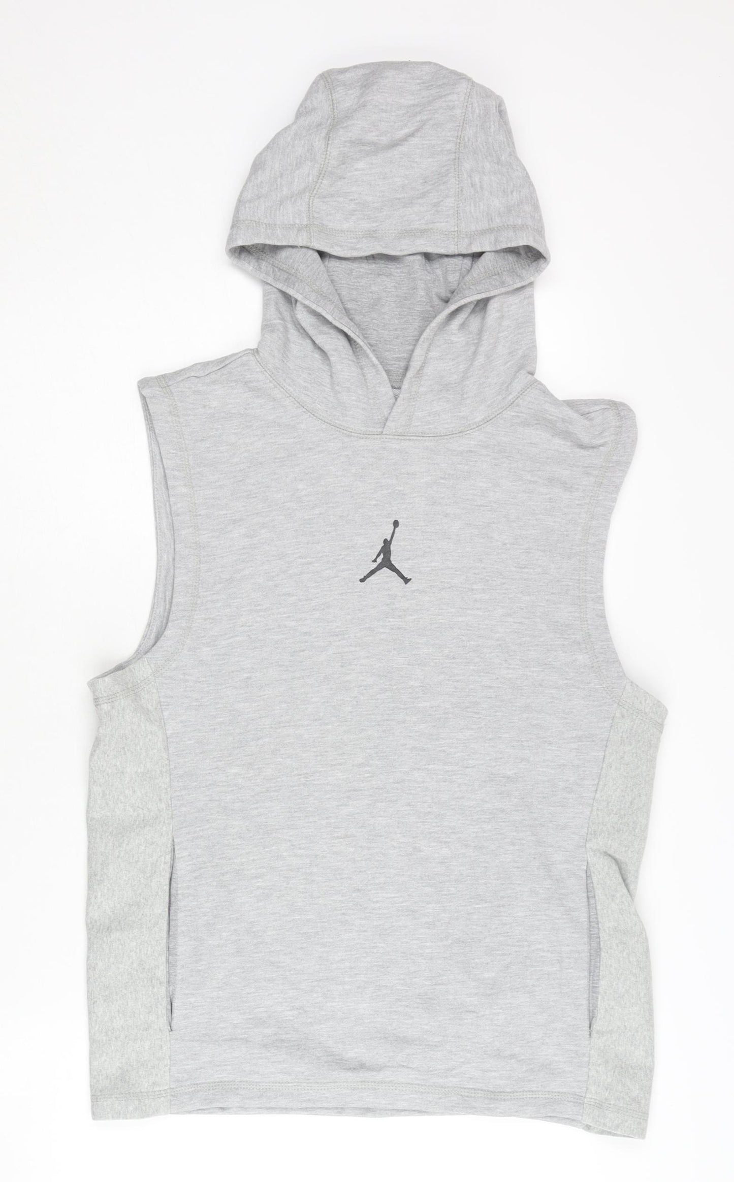 Jordan Mens Grey Sleeveless Hoodie Vest Size S Sports Gym Lightweight
