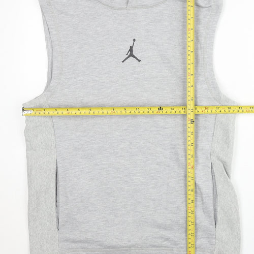 Jordan Mens Grey Sleeveless Hoodie Vest Size S Sports Gym Lightweight