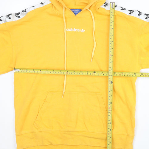 Adidas Men's Yellow Pullover Hoodie S Logo Tape Long Sleeve Sportswear