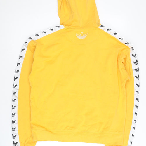 Adidas Men's Yellow Pullover Hoodie S Logo Tape Long Sleeve Sportswear