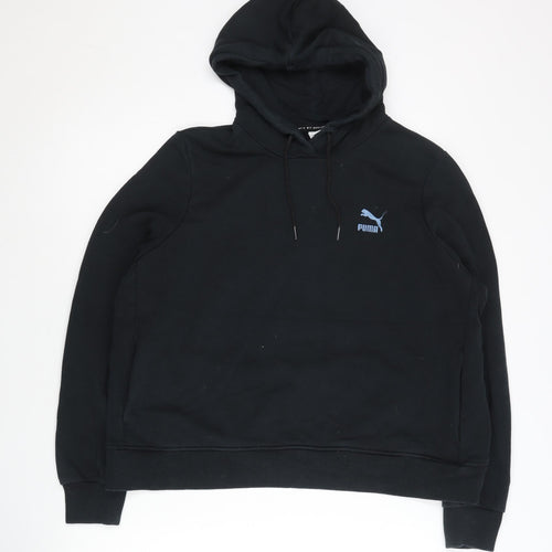 Puma Women’s Black Pullover Hoodie Size 14 Cotton Logo Autumn Winter
