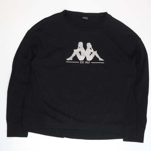 Kappa Women's Black 2XL Pullover Sweatshirt with Logo Print