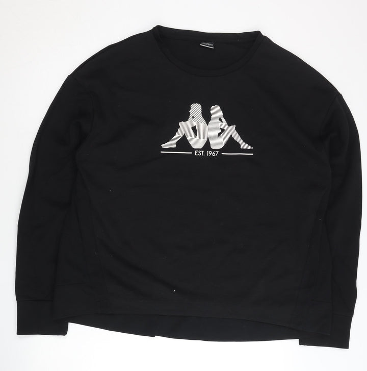 Kappa Women's Black 2XL Pullover Sweatshirt with Logo Print