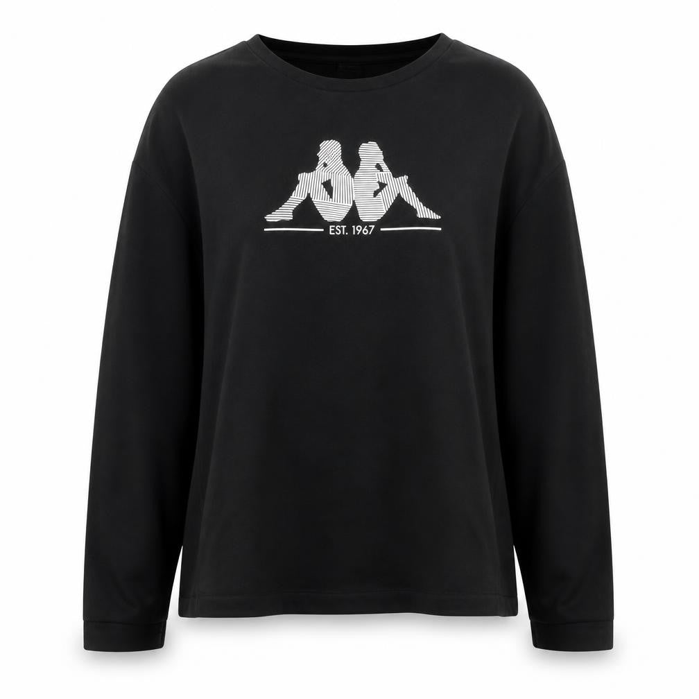 Front view of Kappa Women's Black 2XL Pullover Sweatshirt with Logo Print